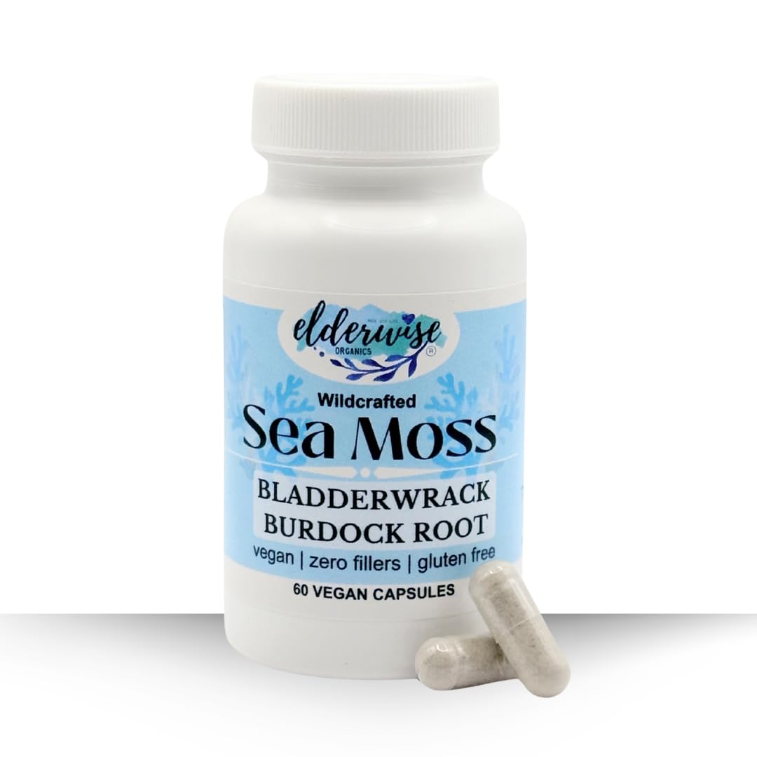 Elderwise Organics Made With Love Sea Moss Capsules with Burdockroot & Bladderwrack 60 Count