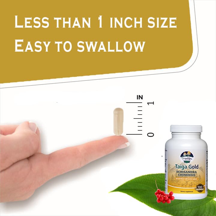 TAIGASEA Schisandra Chinese Herbal Extract Supplement for Mental Focus, Liver Support, and Immunity Boost, 100 Vegetarian Capsules