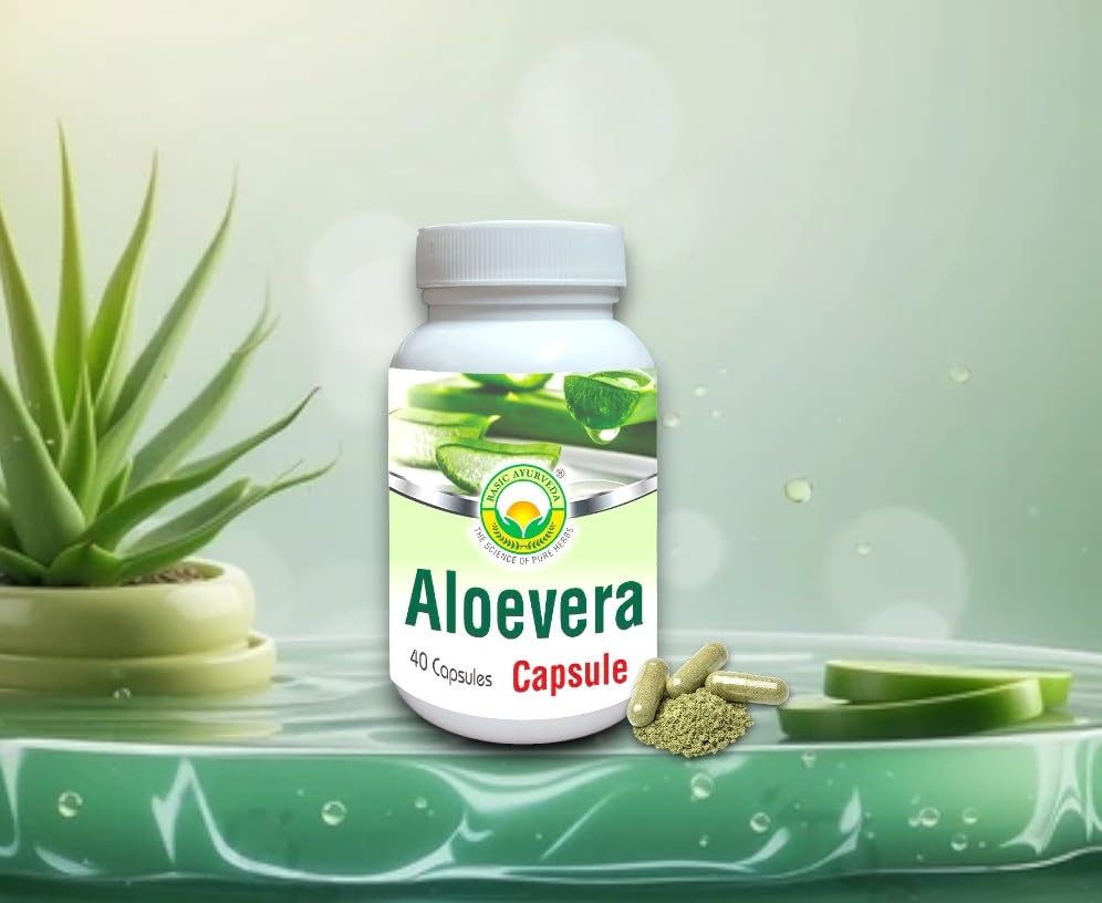 BASIC AYURVEDA Aloe Vera Capsules 40 Count