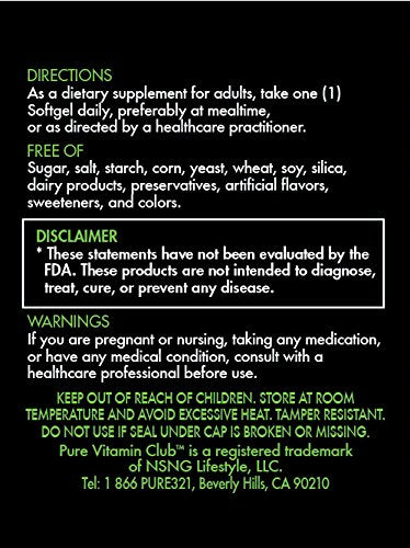 Pure Vitamin Club Vitamin D3 Plus K Complex Capsules 100 Count