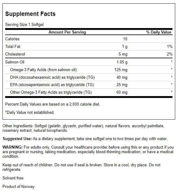 Swanson Virgin Salmon Oil 1050 mg Softgels, 90 Count