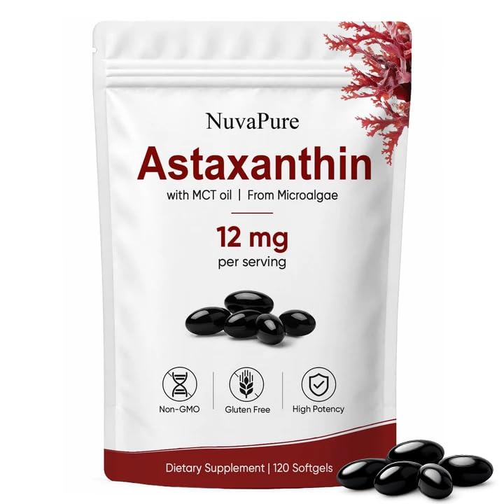 PlocoXe NuvaPure Astaxanthin 12mg Softgel Capsules, 120 Count