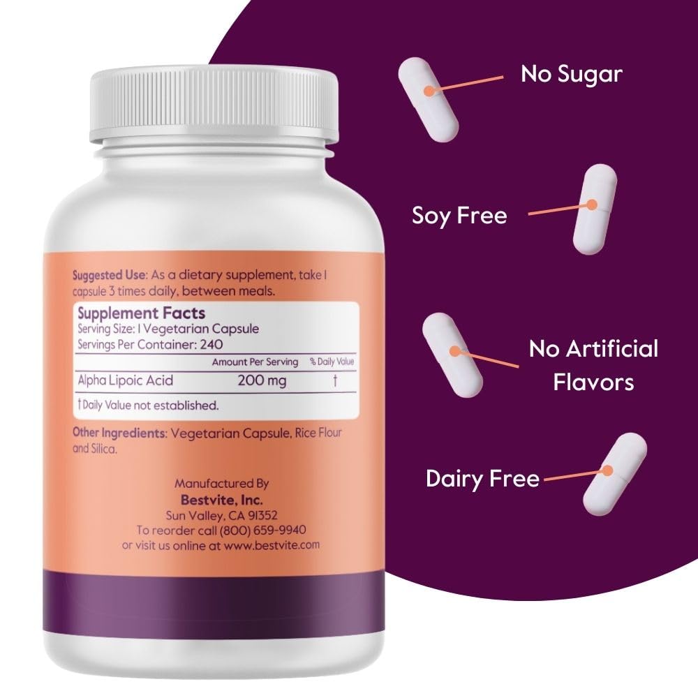 BESTVITE Alpha Lipoic Acid 200mg Capsule 240 Capsules