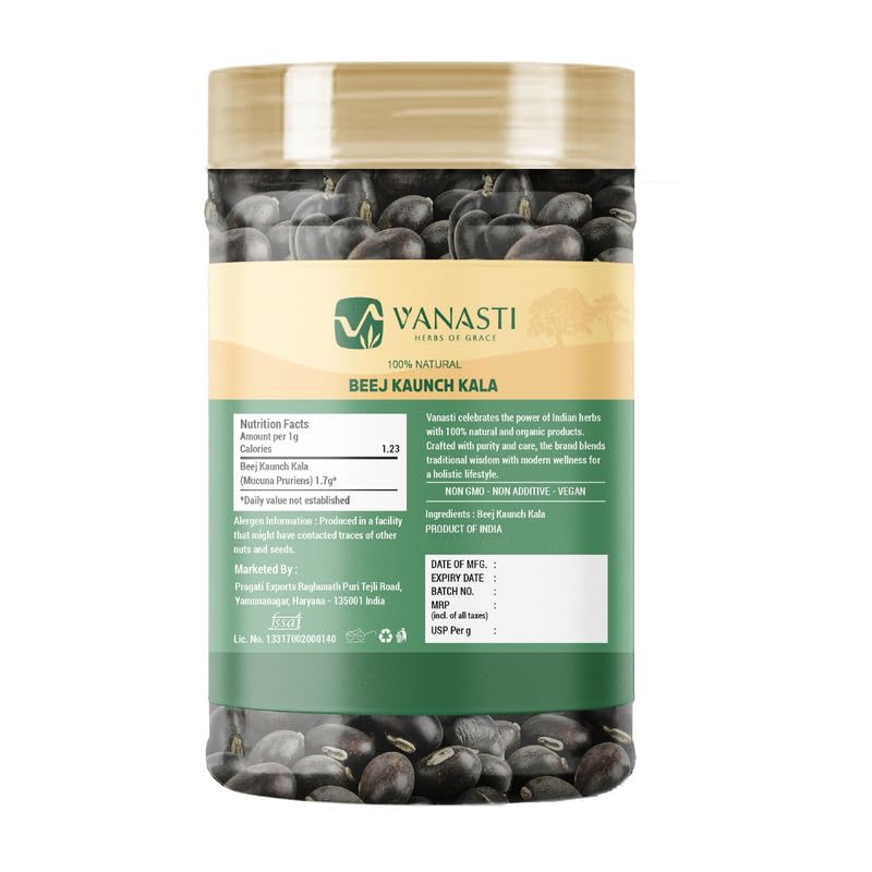 VANASTI Mucuna Pruriens Black Kaunch Seeds Powder 7.05 Ounce