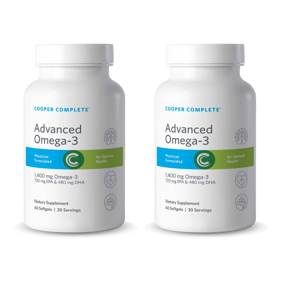 Cooper Complete Advanced Omega 3 Fish Oil Supplement, Concentrated EPA + DHA Omega-3 Fatty Acids 1400 mg, 120 Softgels