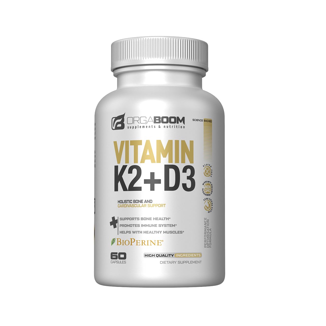 Orgaboom Vitamin D3 K2 Calcium Supplement Capsule 60 Count