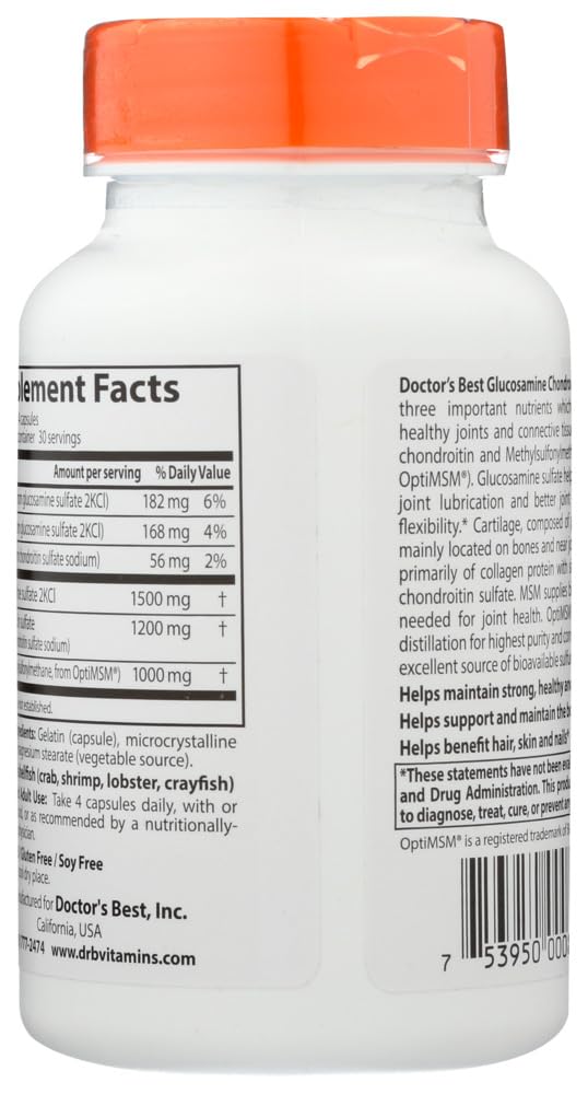 Doctor's BEST Glucosamine/Chondroitin/MSM Capsules, 120 Count