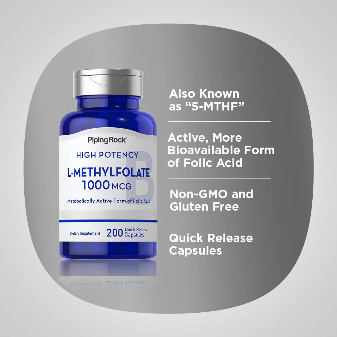 Piping Rock L Methylfolate Supplement Capsule, 200 Capsules