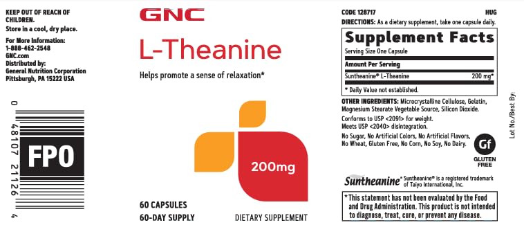 GNC L-Theanine 200mg Capsule 60 Count