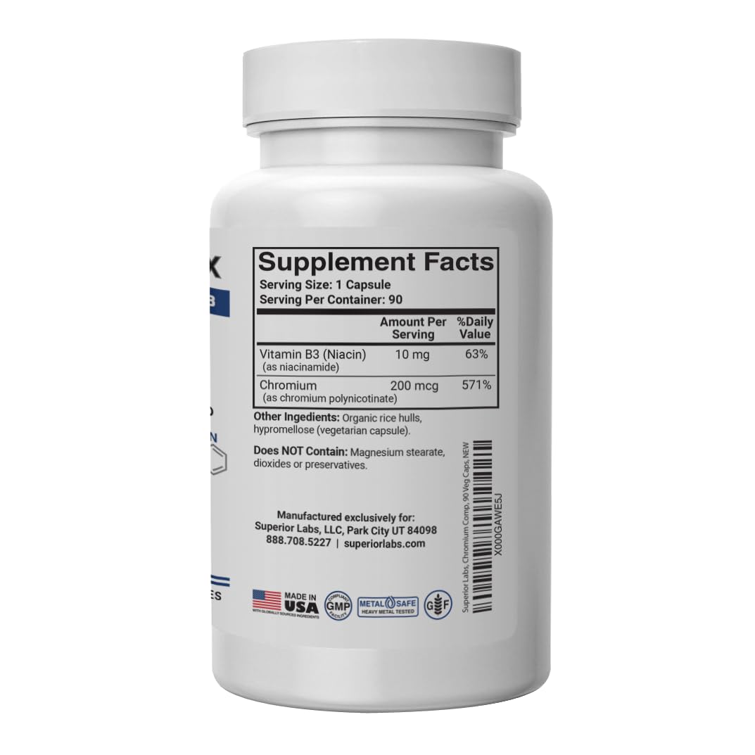 Superior Labs Chromium Complex 200mcg Niacin-Bound Capsule, 100 Count