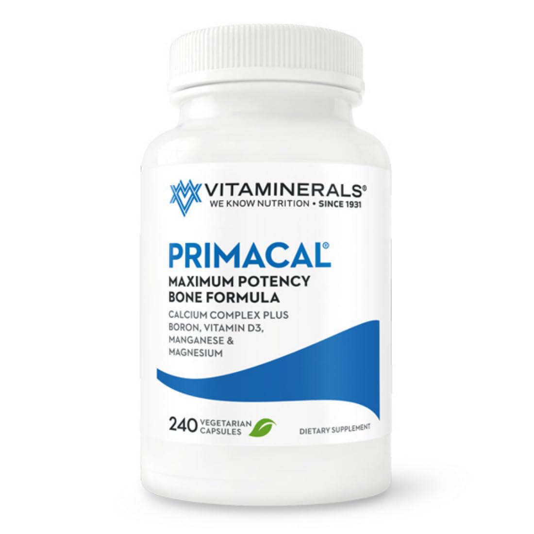 Vitaminerals Primacal Bone Support Maximum Potency Calcium, Magnesium for Bone Loss 240 Capsules