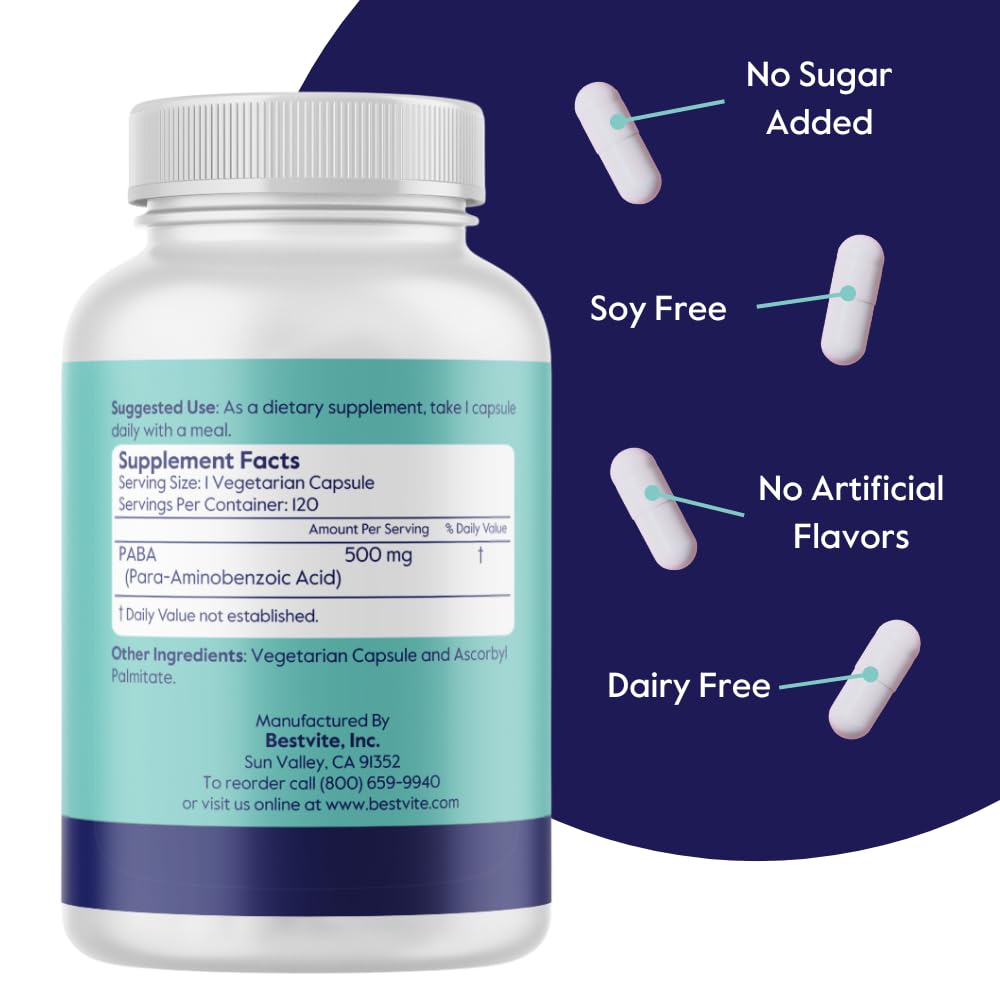 BESTVITE PABA 500mg Capsule, 120 Capsules