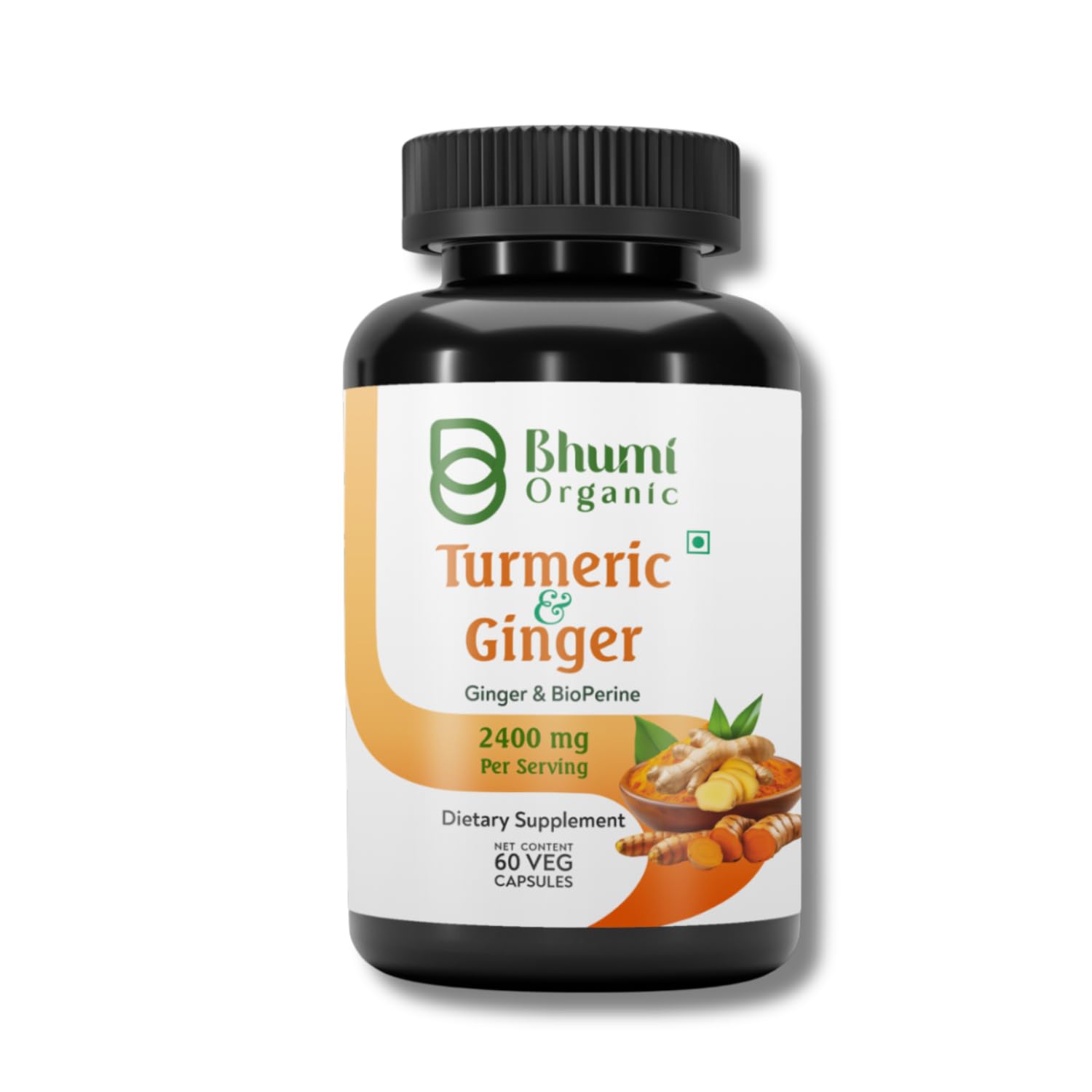 Bhumi Organic Turmeric Curcumin + Ginger Capsules 90 Count