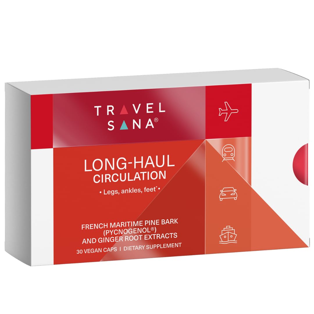TRAVELSANA Pycnogenol 100 mg & Ginger Root Extract Capsules, 30 Count