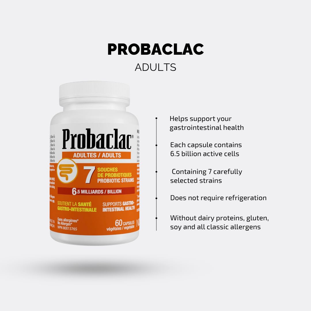 Probaclac Probiotics for Adults – Daily Gut Health & Immune Support, Relieves Bloating & Supports Digestive Balance, 60 Capsules