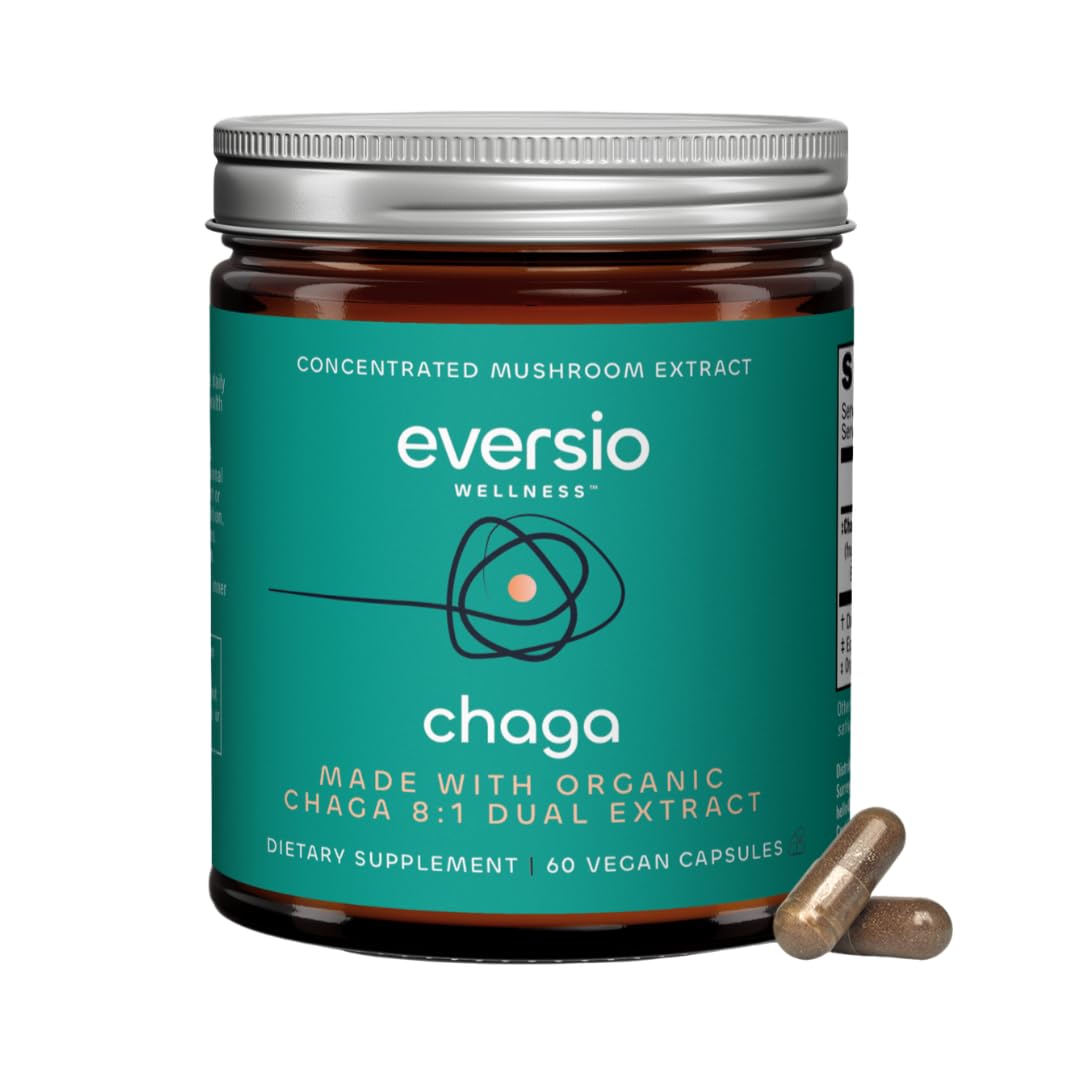 Eversio Wellness Organic Chaga 8:1 Dual Extract, 450mg per Capsule, 60 Capsules