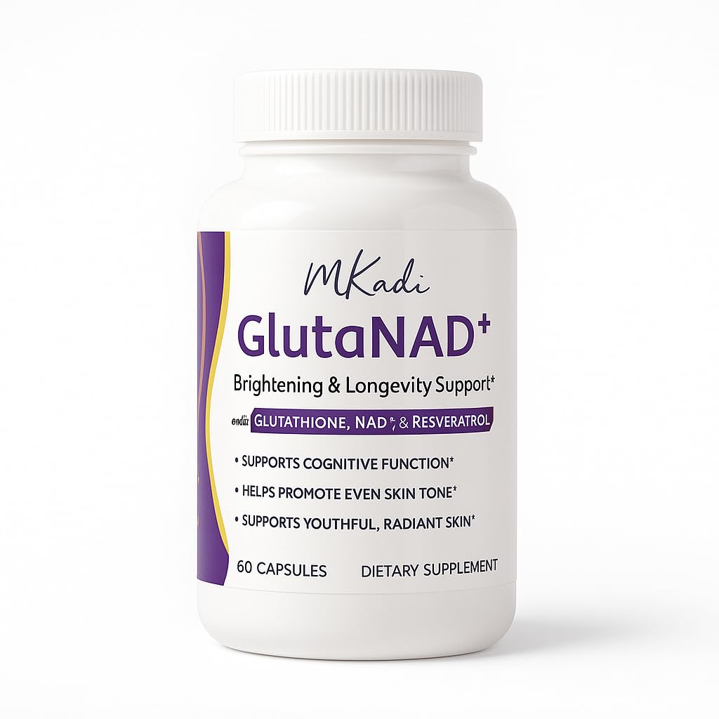 MKADI GlutaNAD+ Brightening & Longevity Support, L-Glutathione & NAD+ Antioxidant Complex, Skin Glow, Cellular Energy & Healthy Aging, 60 Vegan Capsules