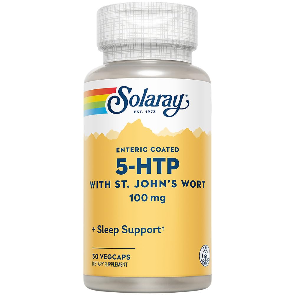 Solaray 5-HTP Plus St John's Wort Enteric-Coated Capsules 100 mg, 30 Count