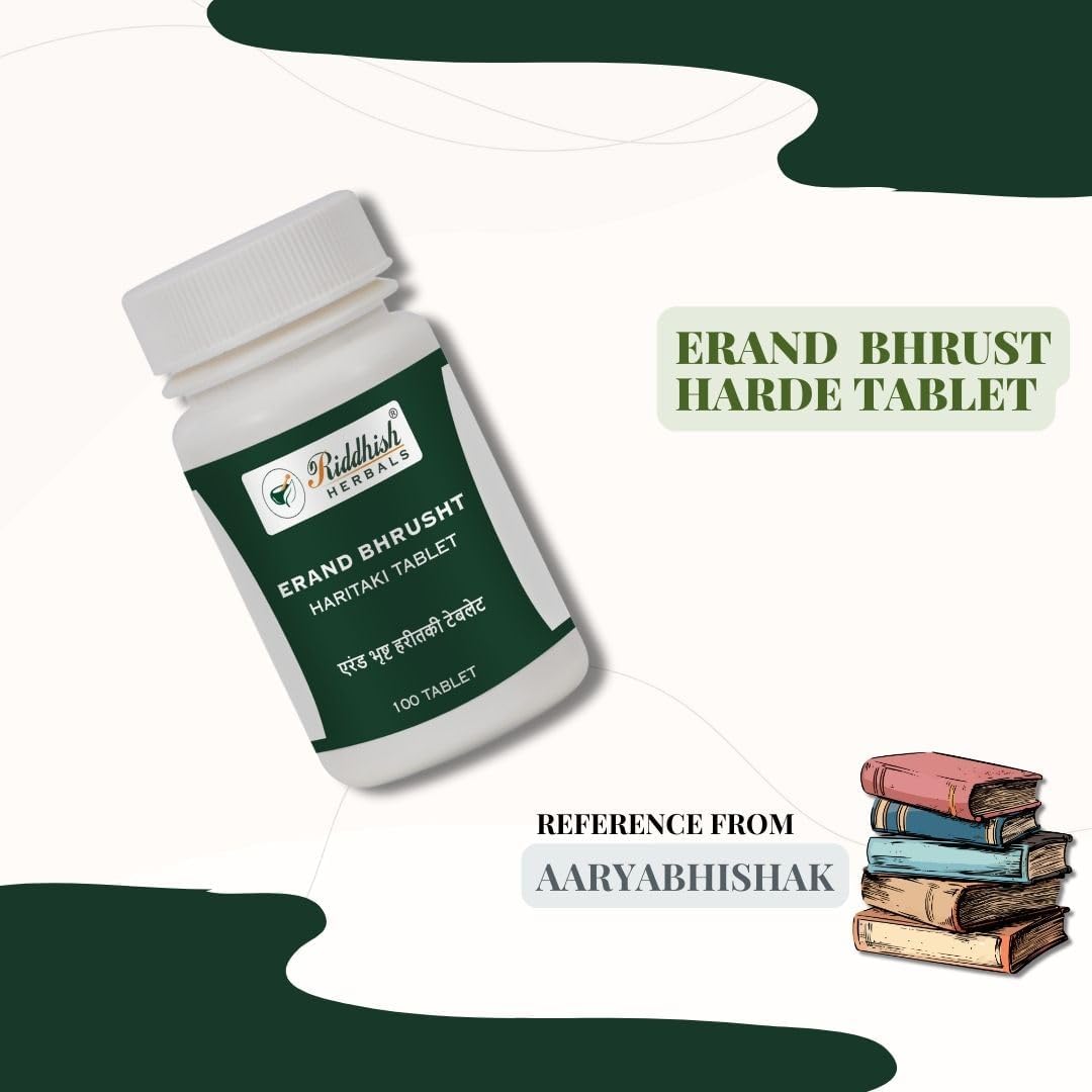 Riddhish HERBALS Erand Bhrusht Haritaki Tablet – Ayurvedic Digestive & Bowel Support Formula, 1 Tablet