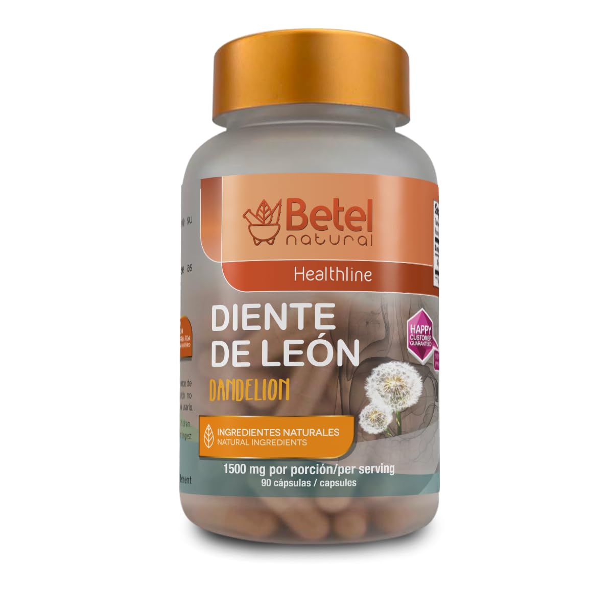 Betel Natural Premium Diente de Leon (Dandelion) Capsules Detox and Cleansing - 90 Caps