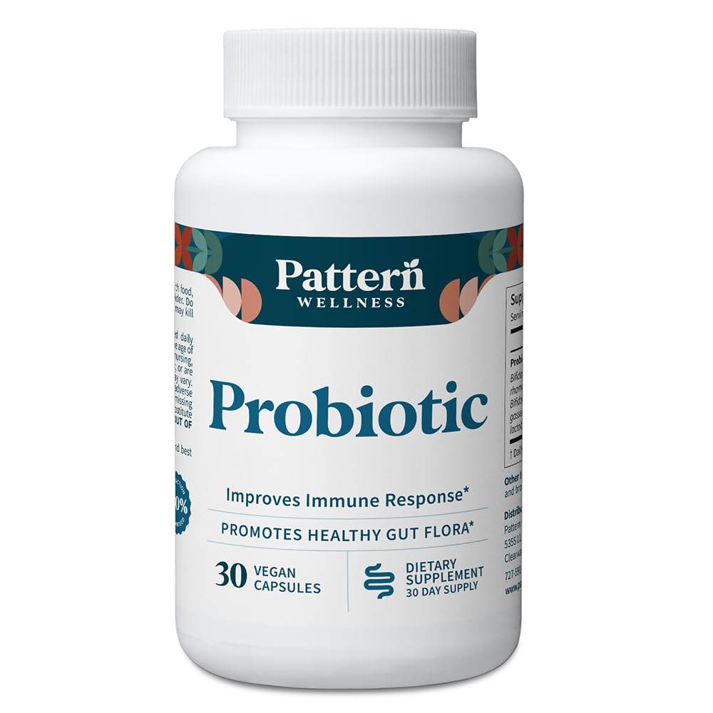 Pattern Wellness Probiotic Supplement 51 Billion CFU - Digestive Balance & Gut Wellness - 30 Capsules