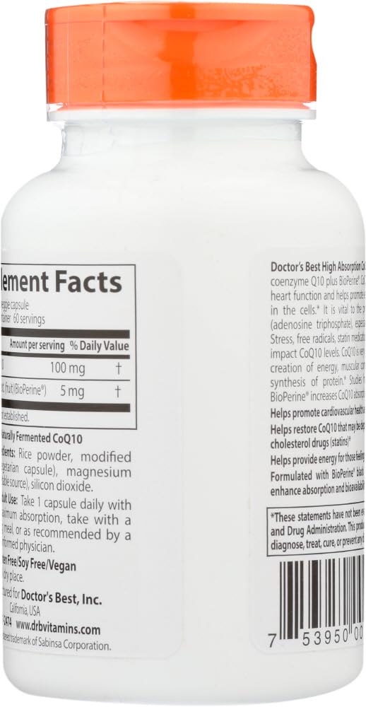 Doctor's Best High Absorption CoQ10 100 mg Capsules, 60 Count