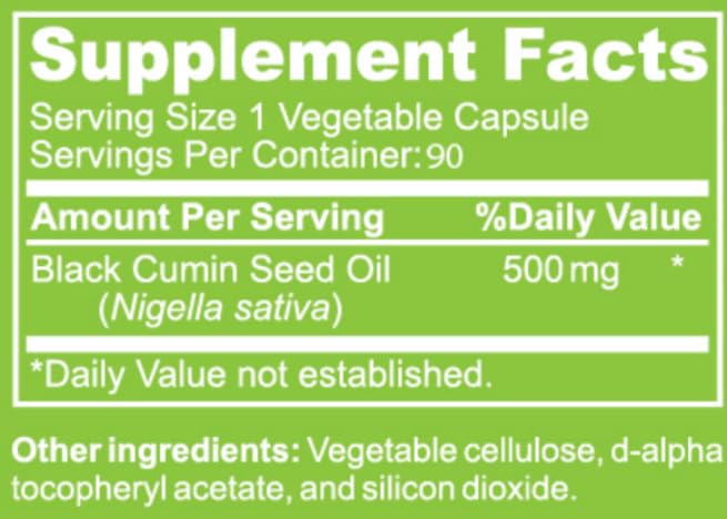 VitaVita Nutritions Black Seed Oil Dietary Supplement Capsules 90