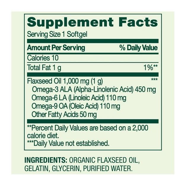 H4U Flaxseed Oil Dietary Supplement Softgels, 1000 mg, 100 Count