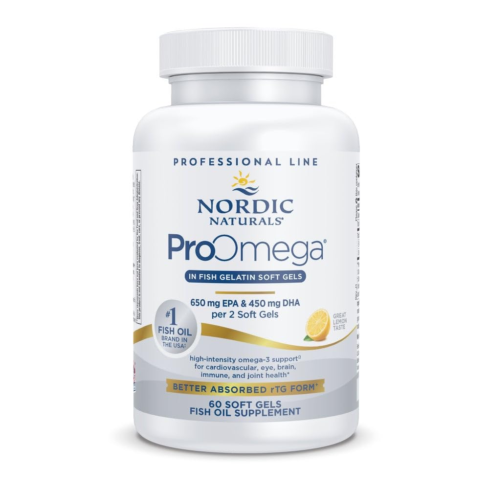 Nordic Naturals ProOmega in Fish Gelatin Lemon Flavor Soft Gels, 60 Count