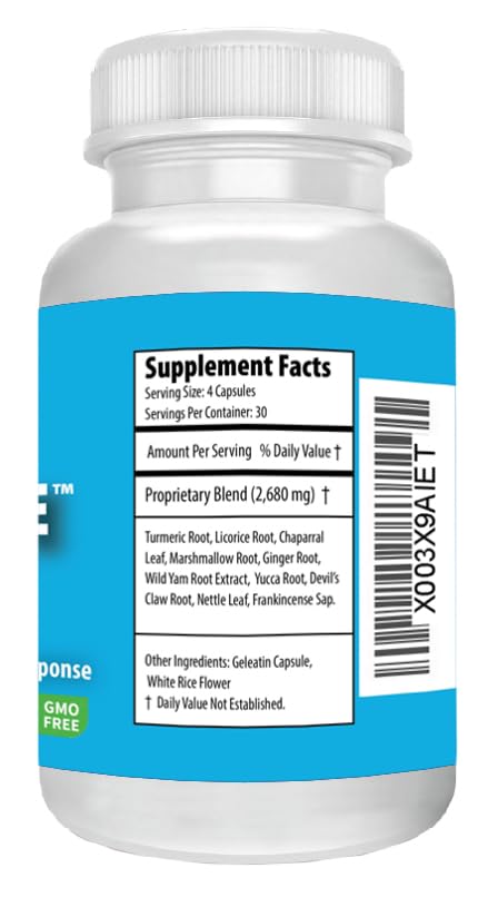 Bio-Relieve Biologic Nutrients Turmeric Supplement, 10-in-1 Herbal Joint Supplements for Men & Women, with Muscle, Bones, Nerves, & Joint Support - Daily Mobility Support, 120 Capsules