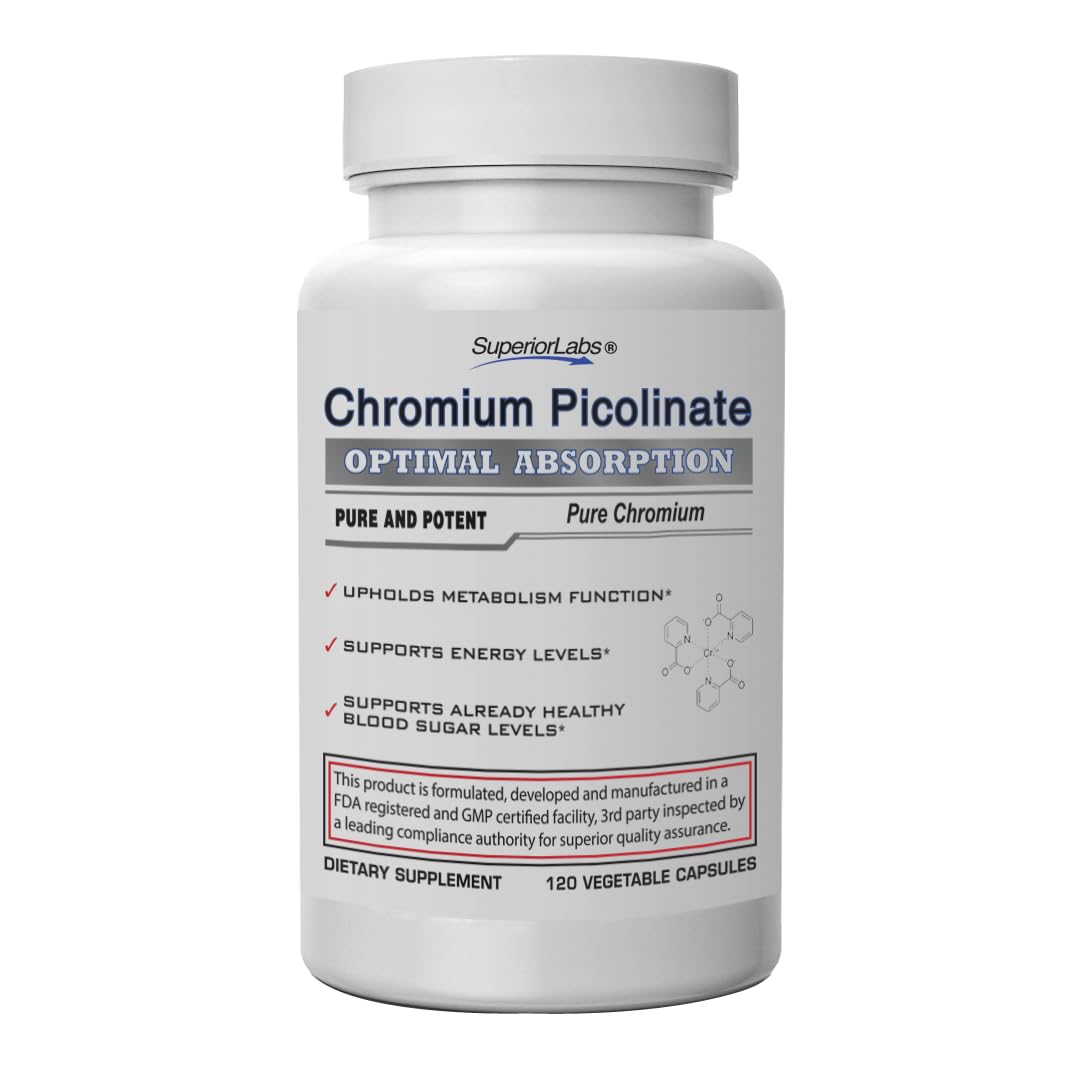Superior Labs Chromium Picolinate 500mcg Capsules, 120 Count