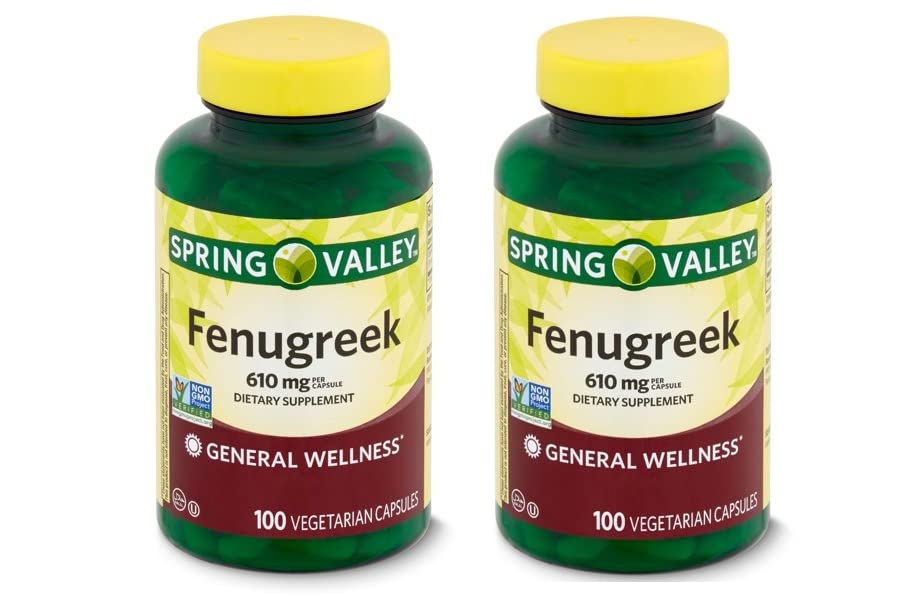 Toeah Fenugreek Dietary Supplement Capsules, 610 mg, 100 Count, 2-Pack