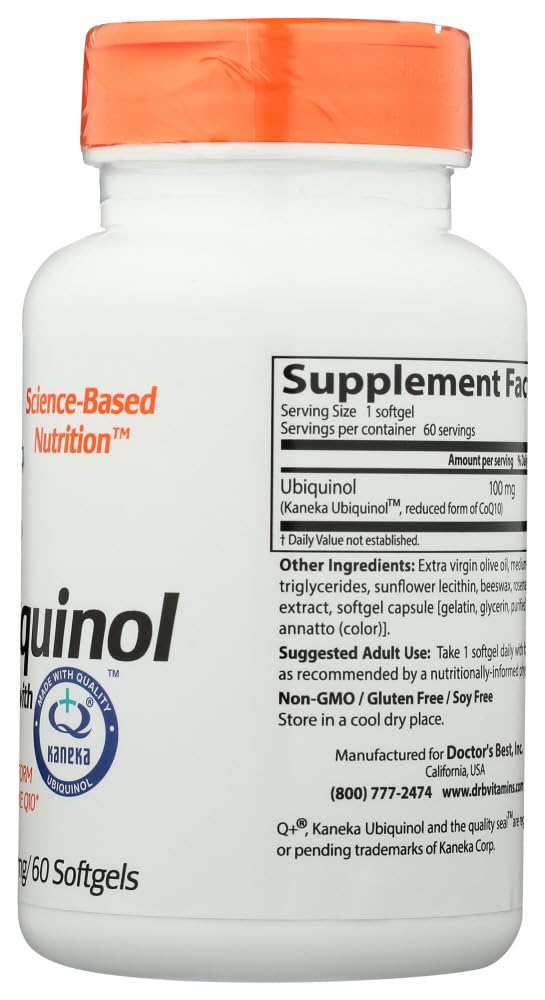Doctor's Best Ubiquinol featuring Kaneka's QH 100 mg Softgels, 180 Count