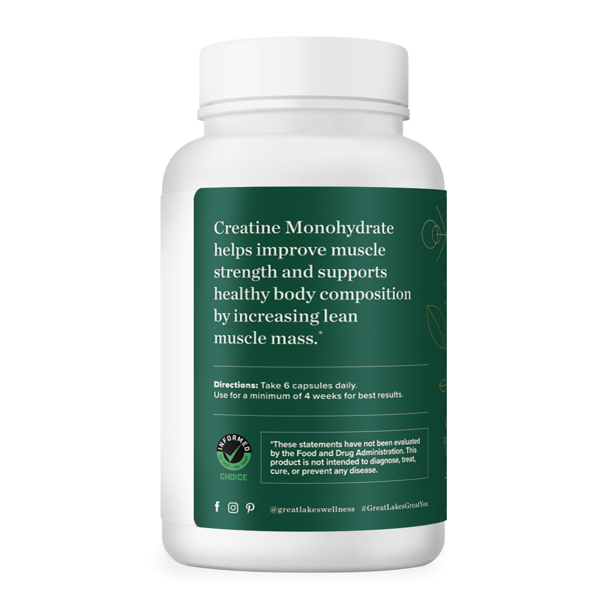 Great Lakes Gelatin Creatine Monohydrate Capsules, 180 Count
