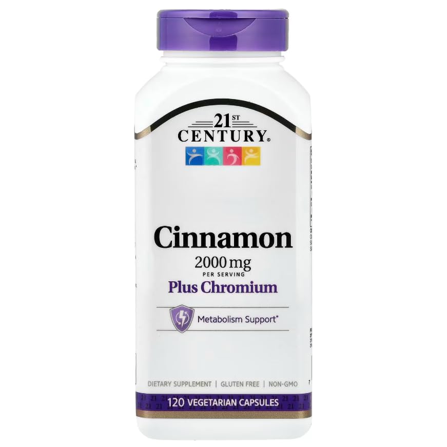 21st Century Cinnamon Plus Chromium Vegetarian Capsules, 120 Count