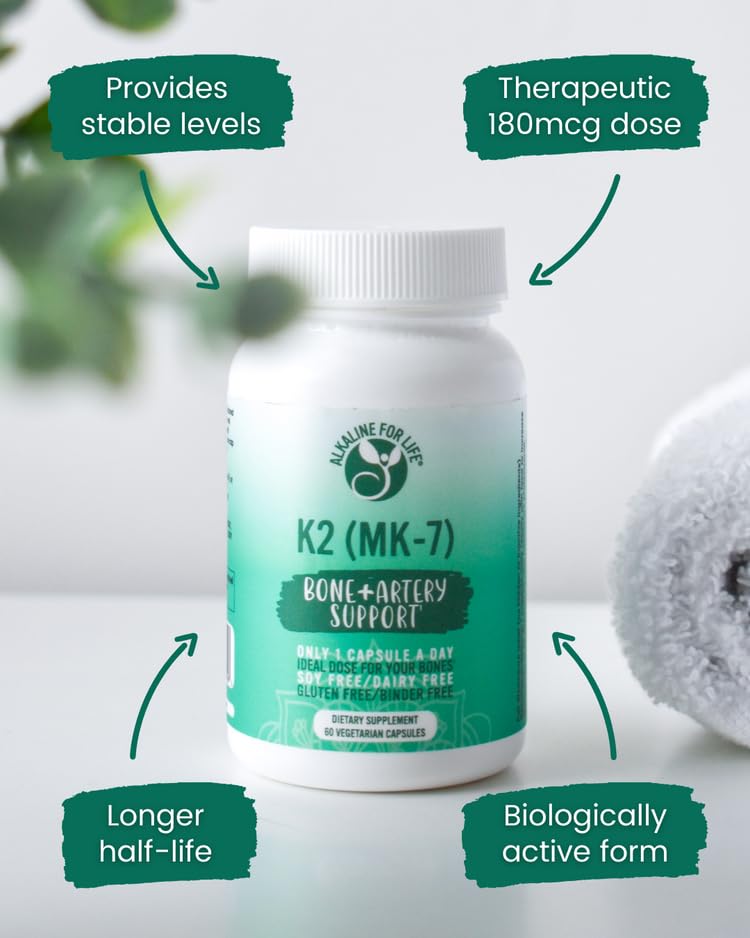 Alkaline for Life Vitamin K2 MK-7 MenaQ7 Capsule 60 Count