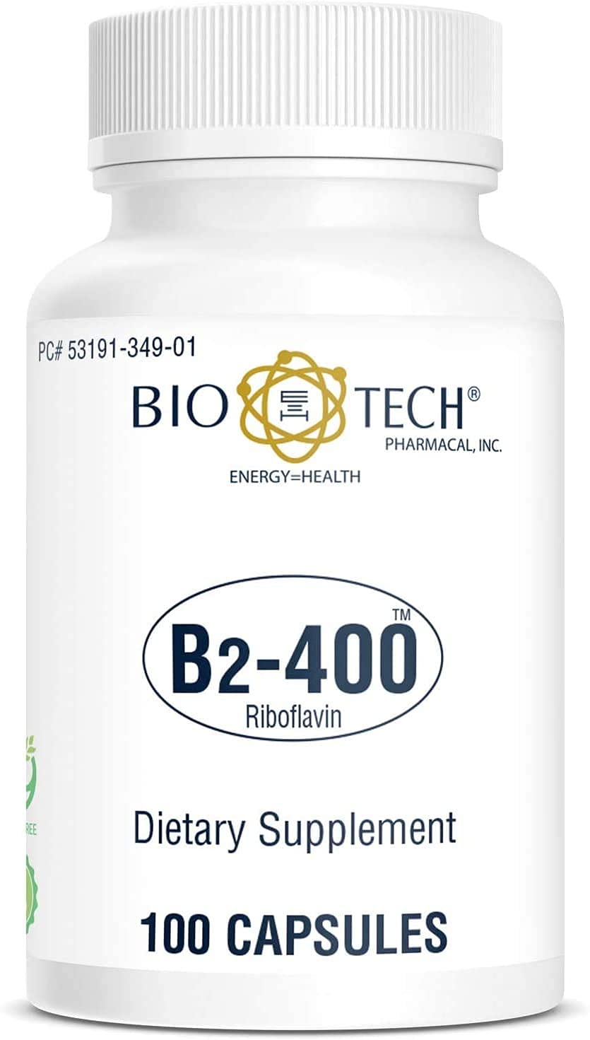 Bio-Tech Pharmacal B2-400 Vitamin B2 (Riboflavin) Capsules, 100 Count