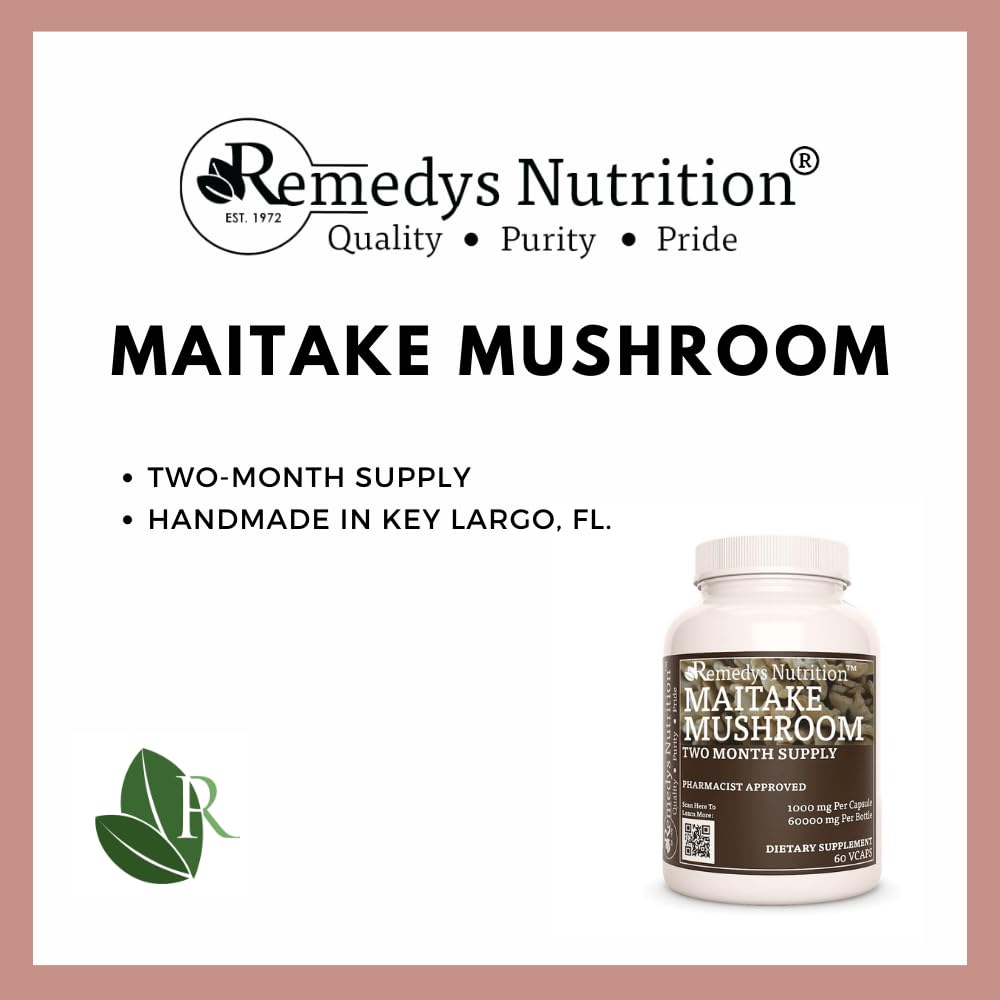 Remedy’s Nutrition Maitake Mushroom 1000 mg Capsules 60 Count