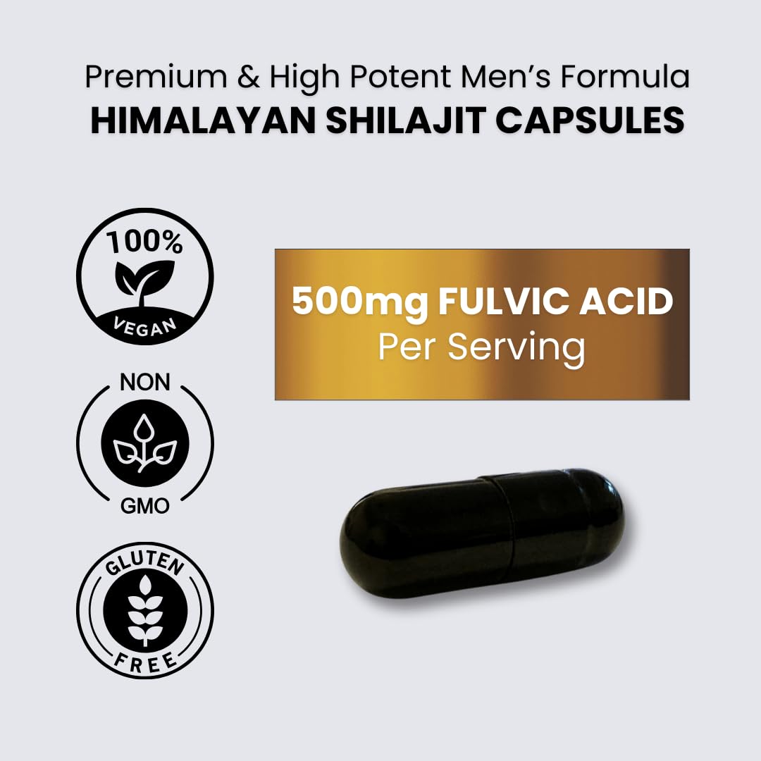 LIVS Himalayan Shilajit for Men 1000mg per Serving with 50% Fulvic Acid, 180 Capsules
