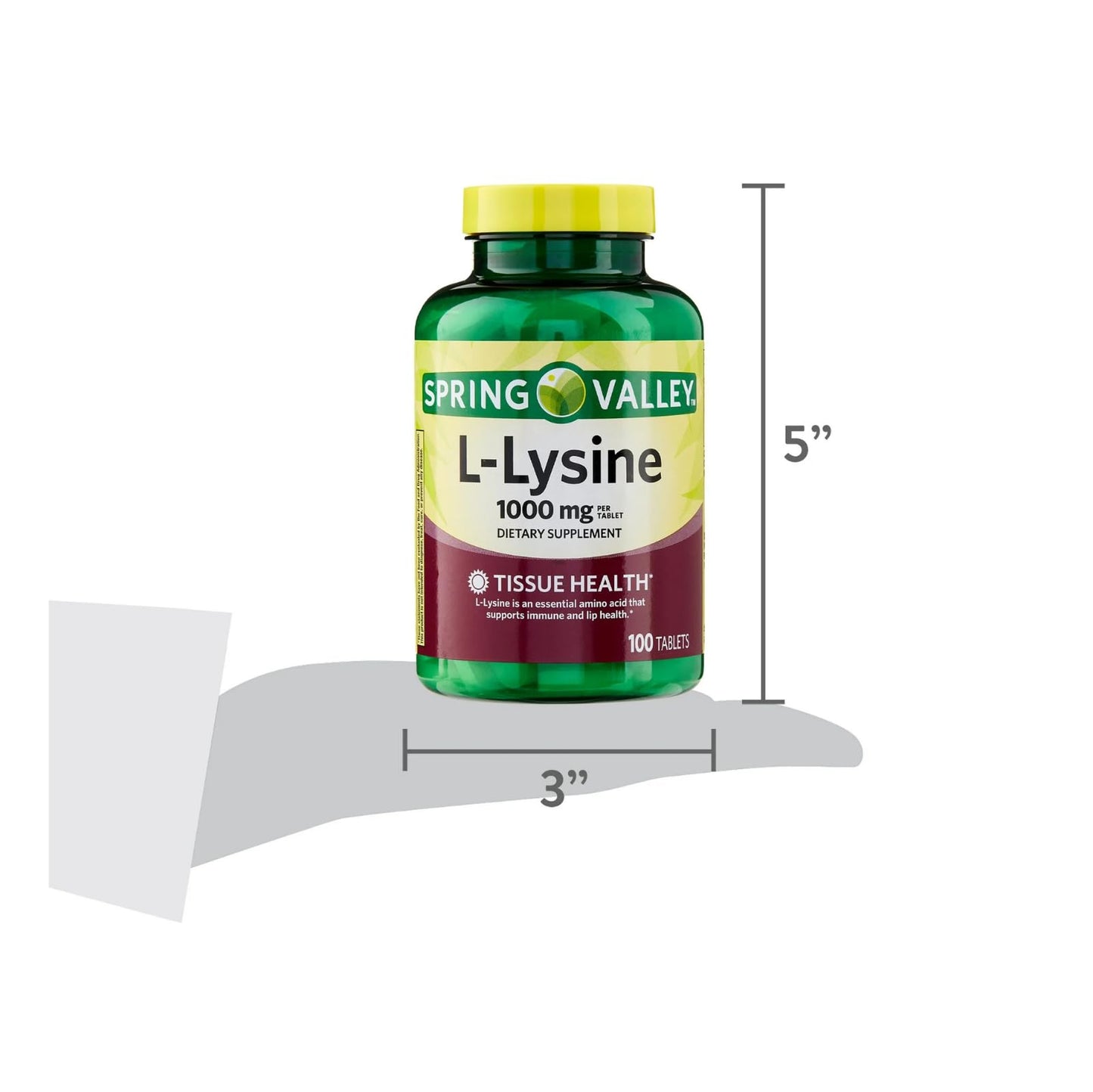 Generic L-Lysine 1000mg Tablets – Essential Amino Acid for Immune Support, Collagen Formation, and Skin Health – High-Potency Lysine Supplement, 100 Count