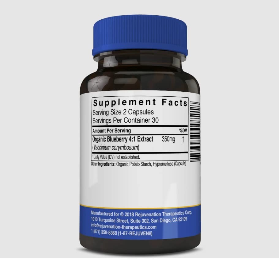 Rejuvenation Therapeutics Organic Blueberry Extract Capsules, 60 Count