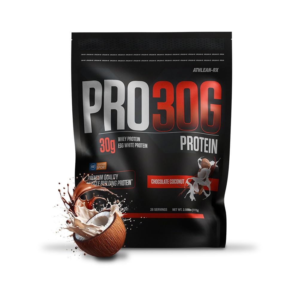 ATHLEAN-RX PRO-30G Premium Whey Protein Isolate Powder, Chocolate Coconut, 44.48 oz
