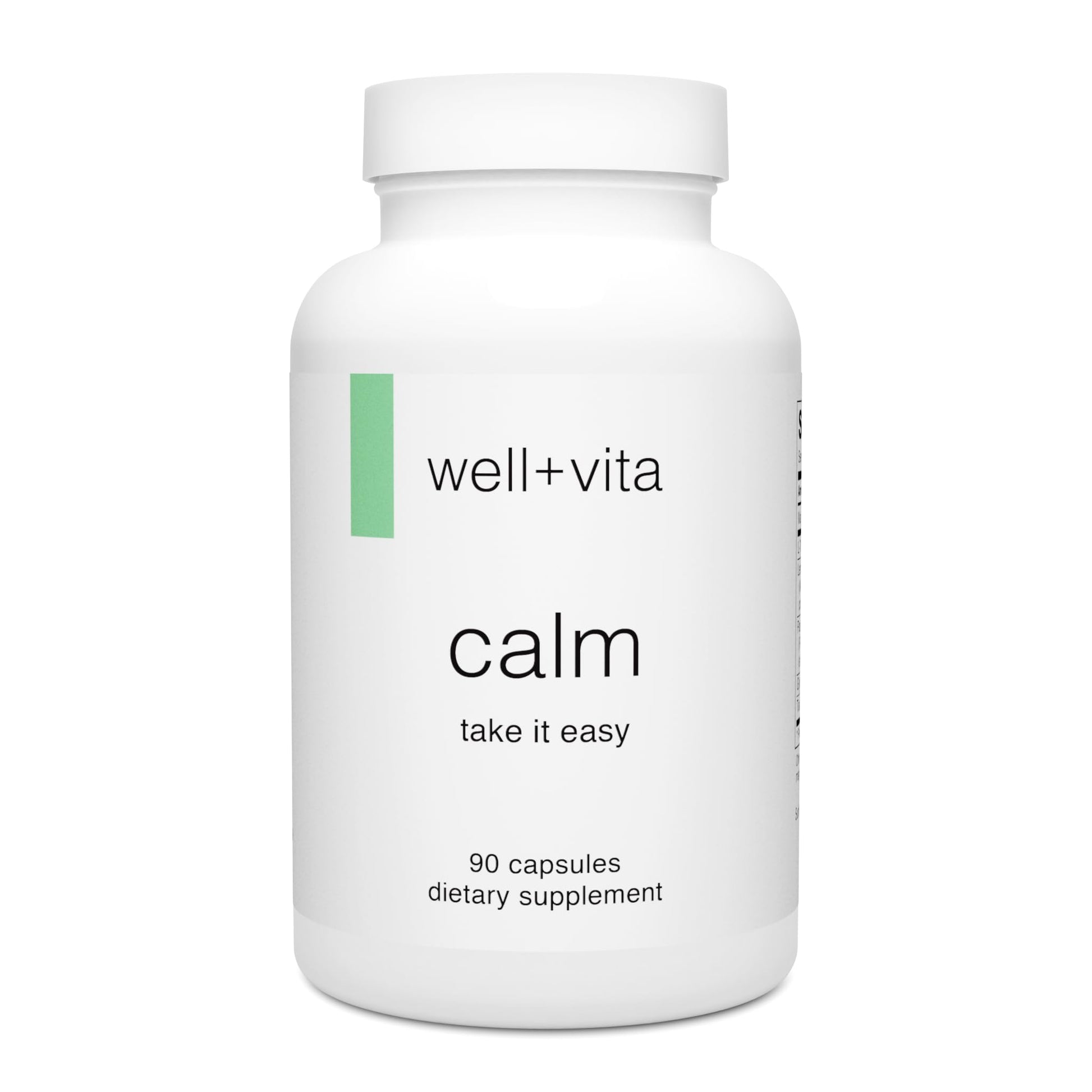 Wellness Resources Well+vita Calm Supplement for Relaxation, Sleep & Daytime Zen with Magnesium Glycinate and Taurate, L-Theanine, Passion Flower, Lemon Balm, Taurine, 90 Capsules