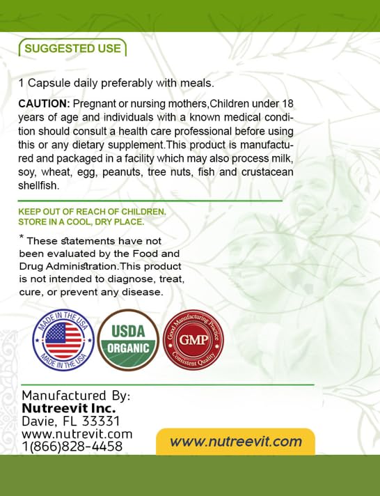 NutreeVit Ginkgo Biloba Herbal Supplement Capsules, 240 Count