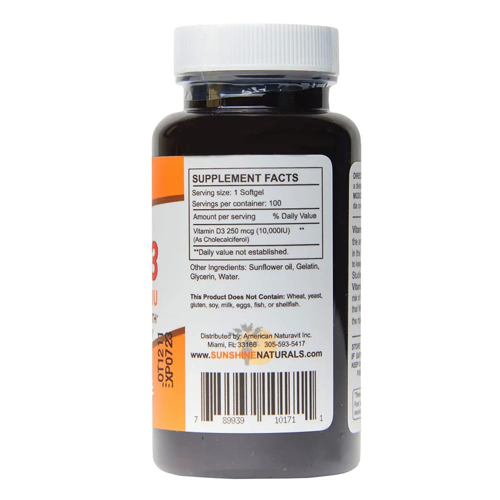 Sunshine Naturals Vitamin D3 Softgels 500