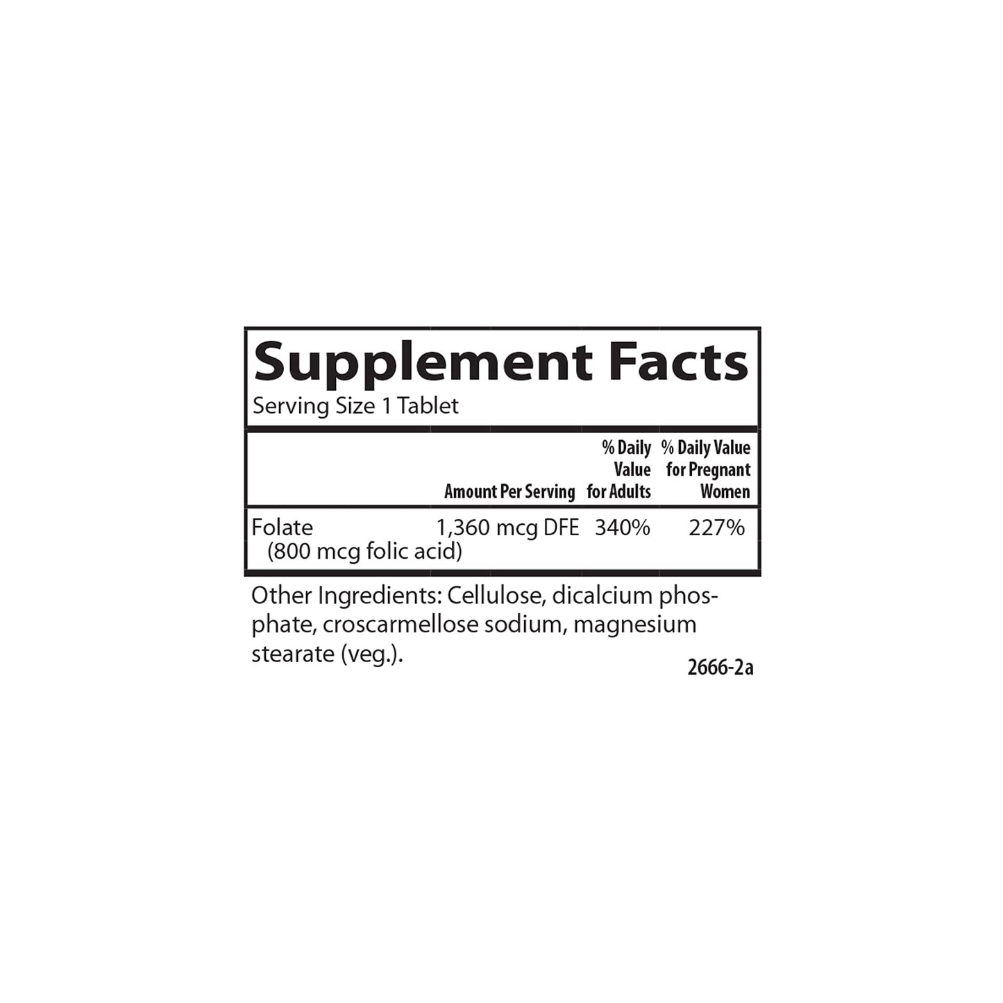 Carlson Folic Acid 800 mcg Tablet, 1000 Count