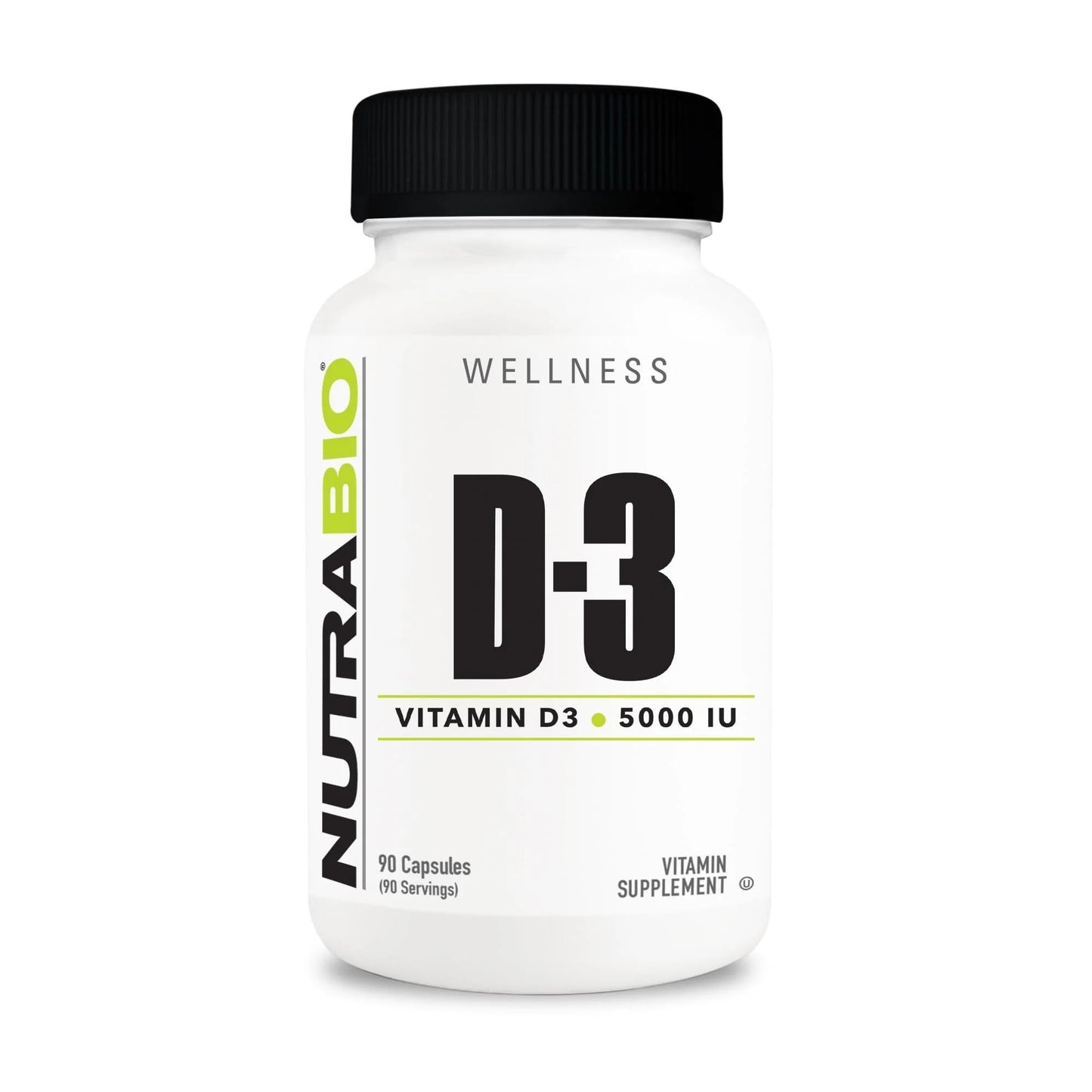 NutraBio Vitamin D 5000 IU Immune Support, 90 Vegetable Capsules