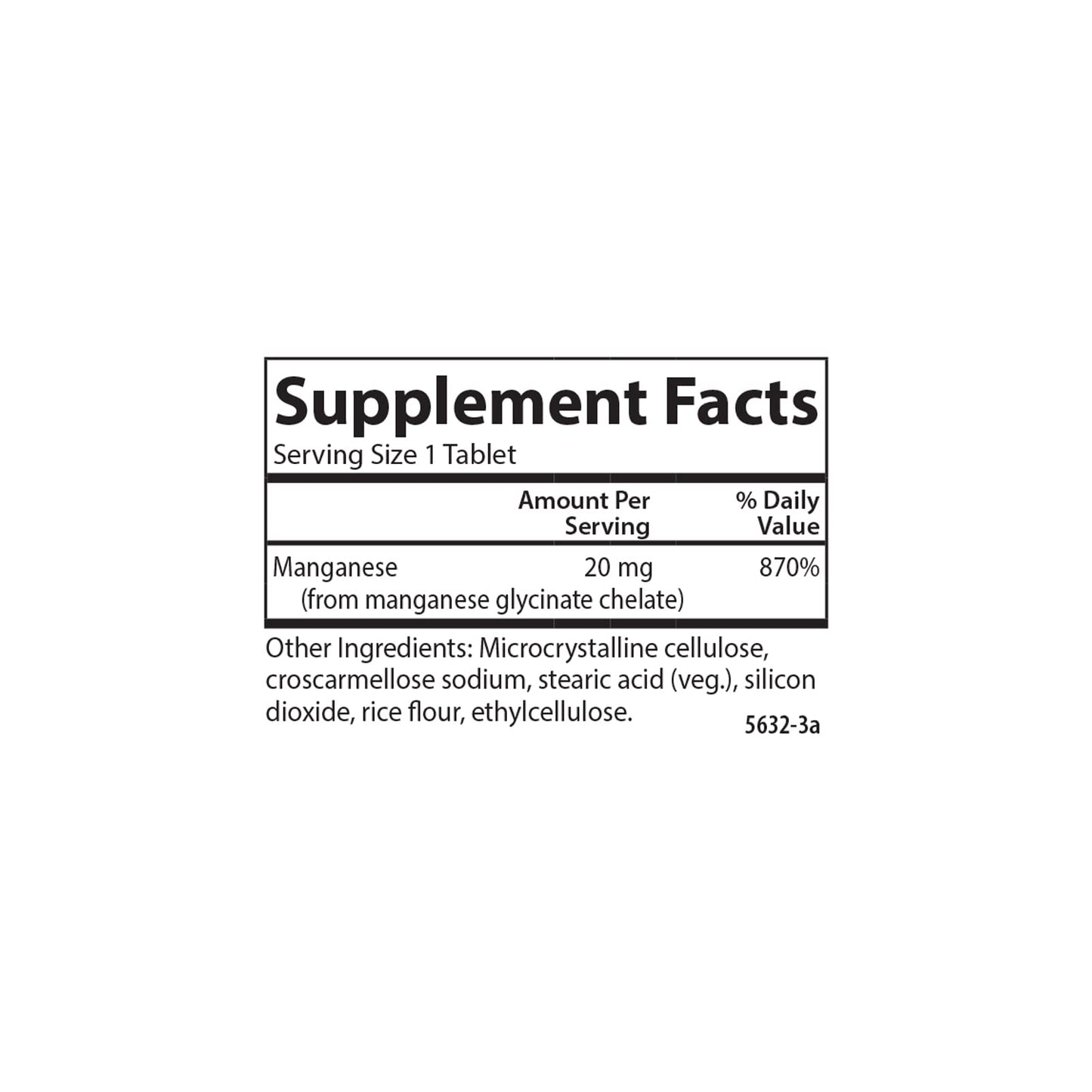 Carlson Chelated Manganese 20 mg, 250 Tablets