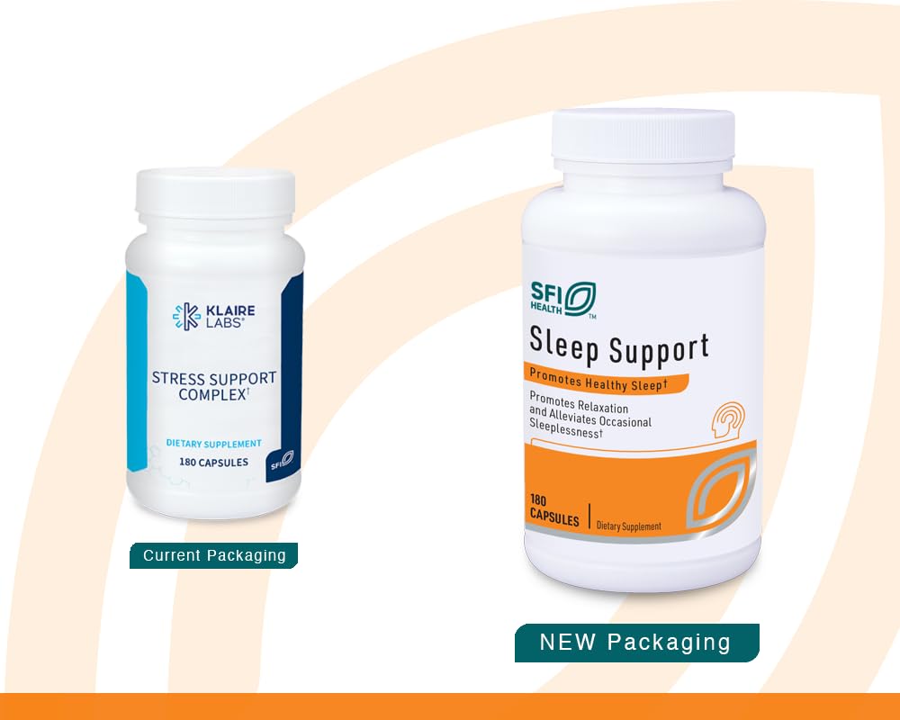 SFI Health Klaire Labs Stress Support Complex - Adaptogenic Blend with GABA, L-theanine & Valerian, No Dairy or Wheat 180 Capsules