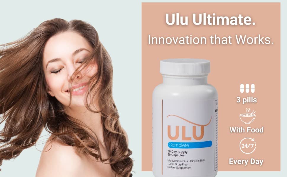 ULULIFE Complete Multivitamin for Men & Women - Hair, Nails and Skin Vitamins for Women - Biotin, Collagen, Keratin, & More - 270 Capsules, 3-Pack
